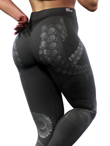 Black Octopus Tights-High waisted leggings-bootysculpted